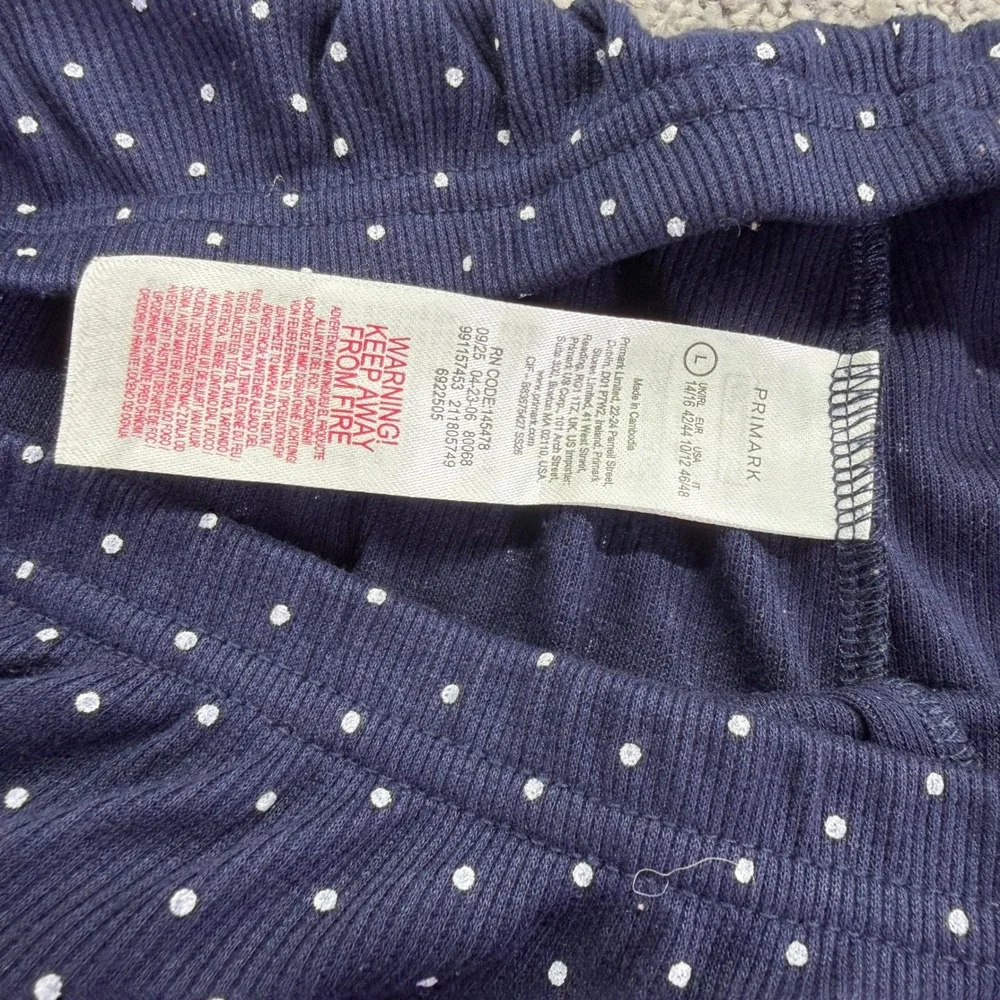 Primark Pajama Shorts Womens L Navy Polka Dot Ribbed